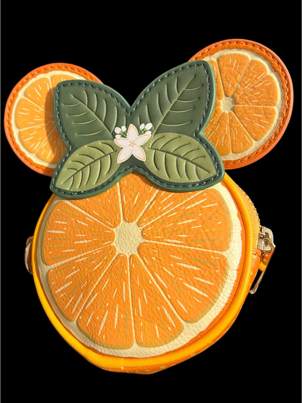Orange Slice Coin Purse with Leaf Accent
